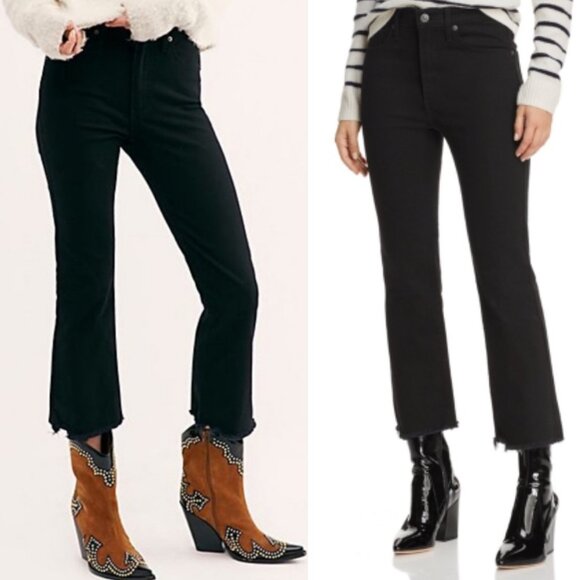 EUC Women's LEVI'S Mile High Cropped Flare Premium Black Jeans | Size 28 - Picture 1 of 11